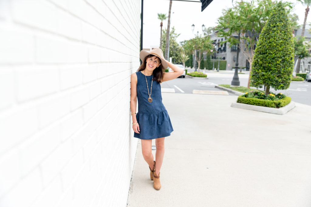 Blue Faux Suede Dress